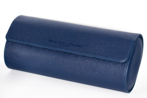 Navy blue leather watch - leather, roll