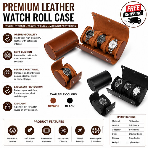Travel leather 3 slot - leather,