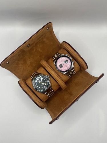 Luxury leather watch roll - leather,